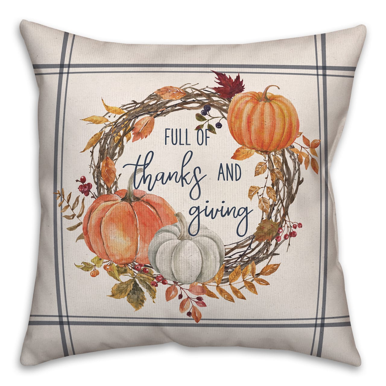 Thanks And Giving Fall Wreath Throw Pillow